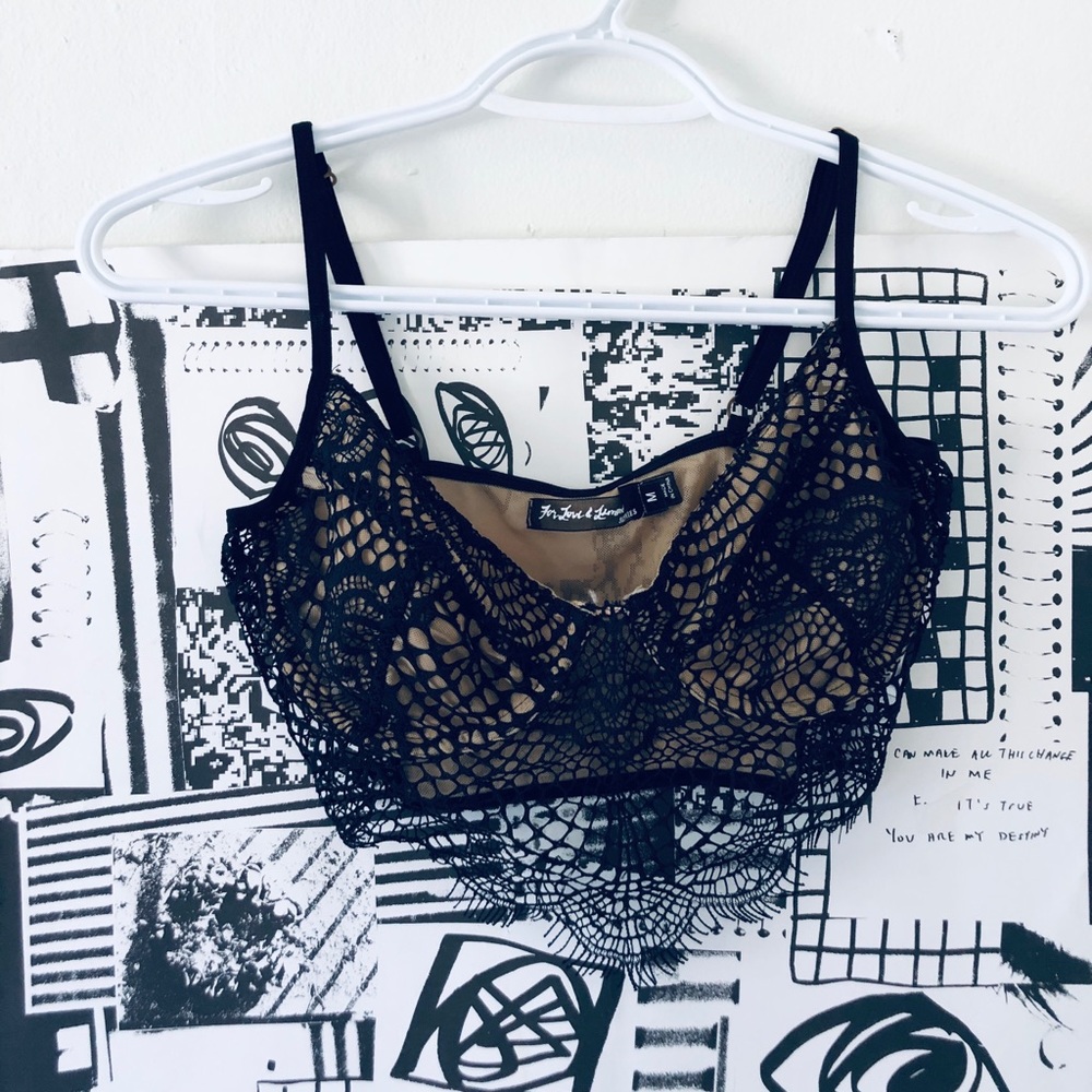 Black lace and mesh bralette (bra)